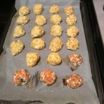 Fish balls on tray after baking