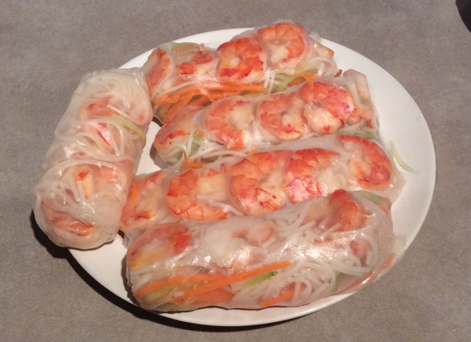 Plate of homemade shrimp salad rolls