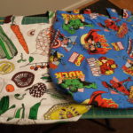 Vegetable and Marvel themed tote bags