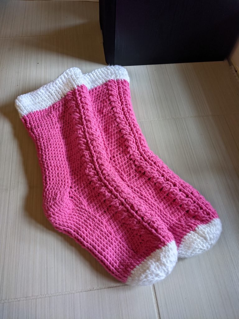 Harlow cable crochet socks