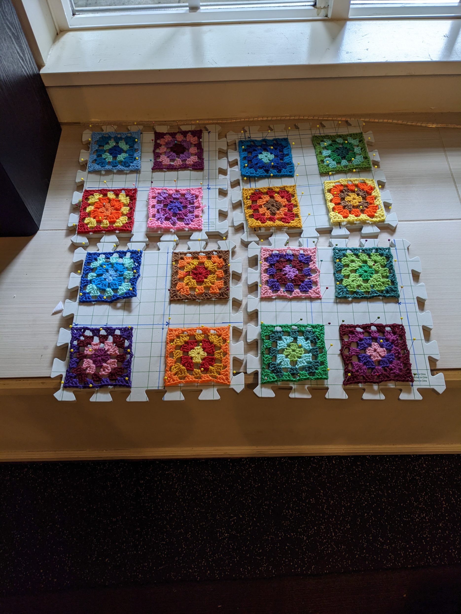 Granny squares being blocked out