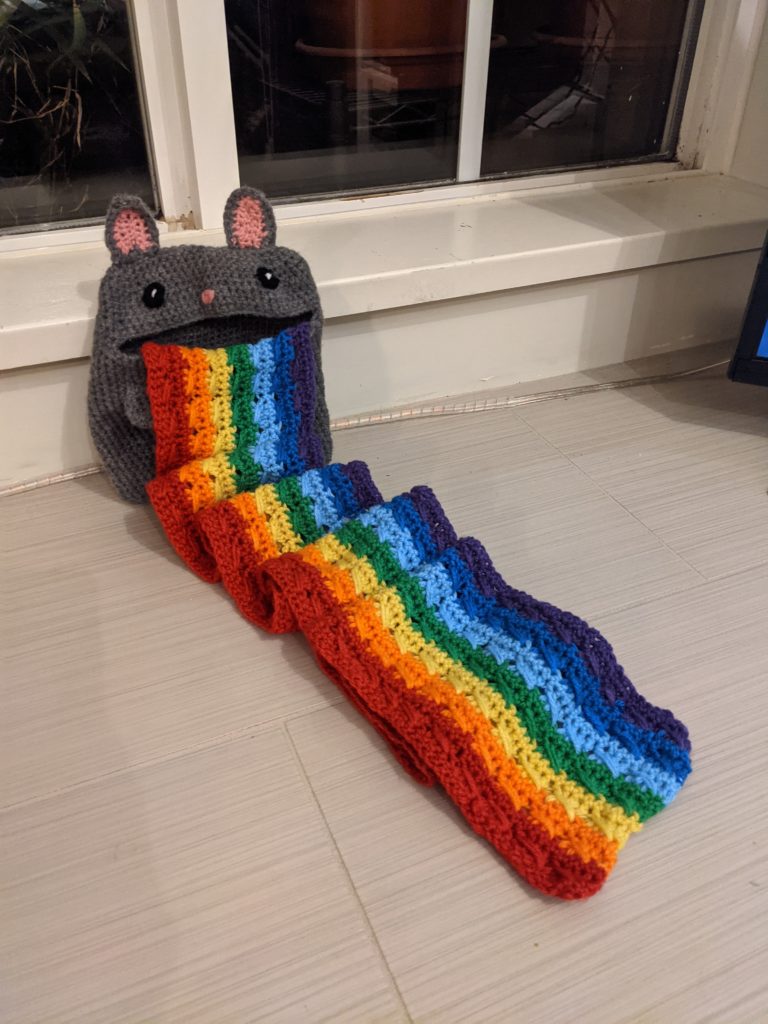 Cat rainbow barf scarf